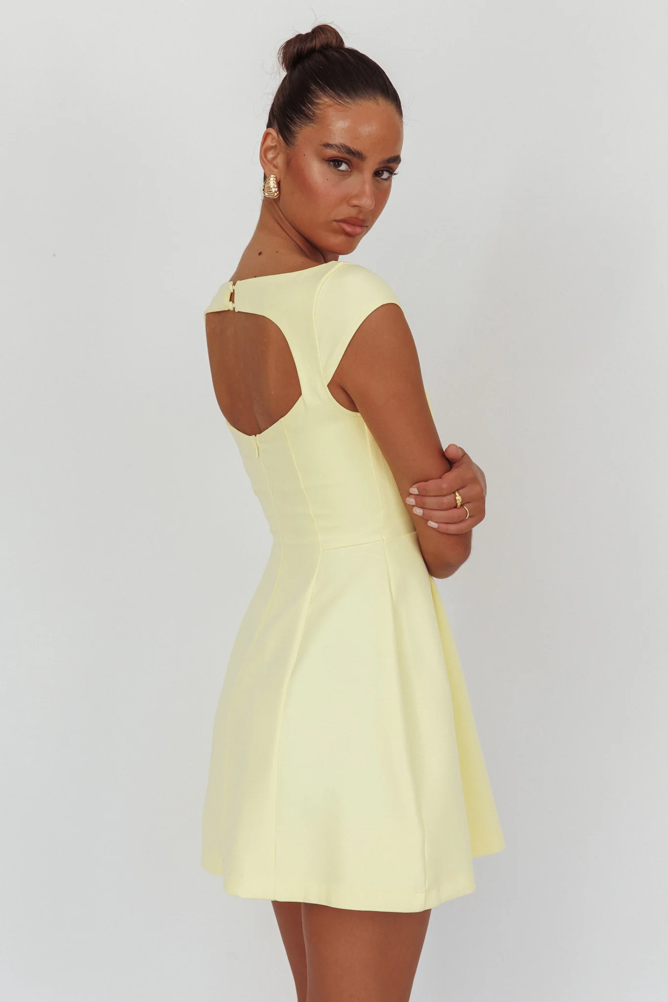 Rebel Cap Sleeve Mini Dress Butter - Image 2