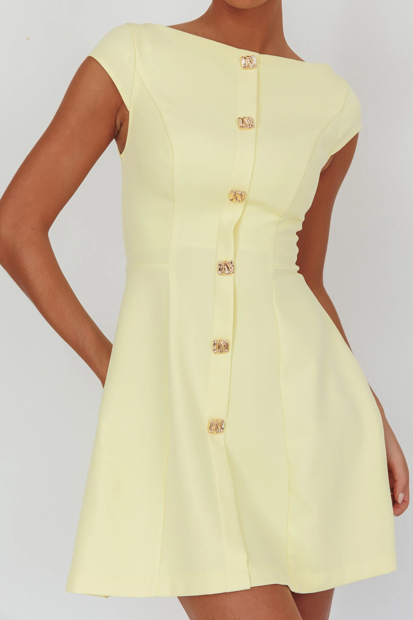 Rebel Cap Sleeve Mini Dress Butter - Image 3