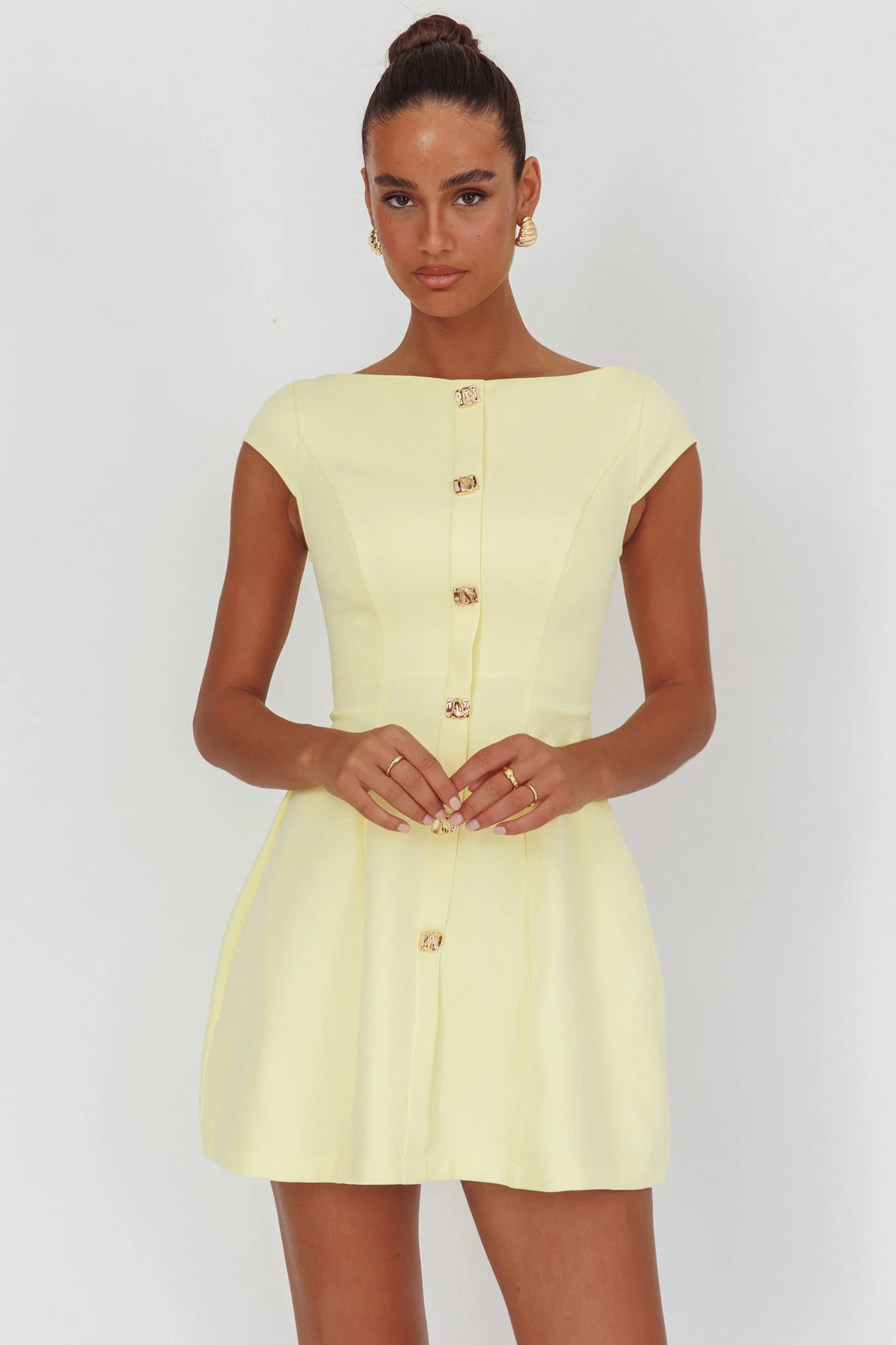 Rebel Cap Sleeve Mini Dress Butter - Image 5