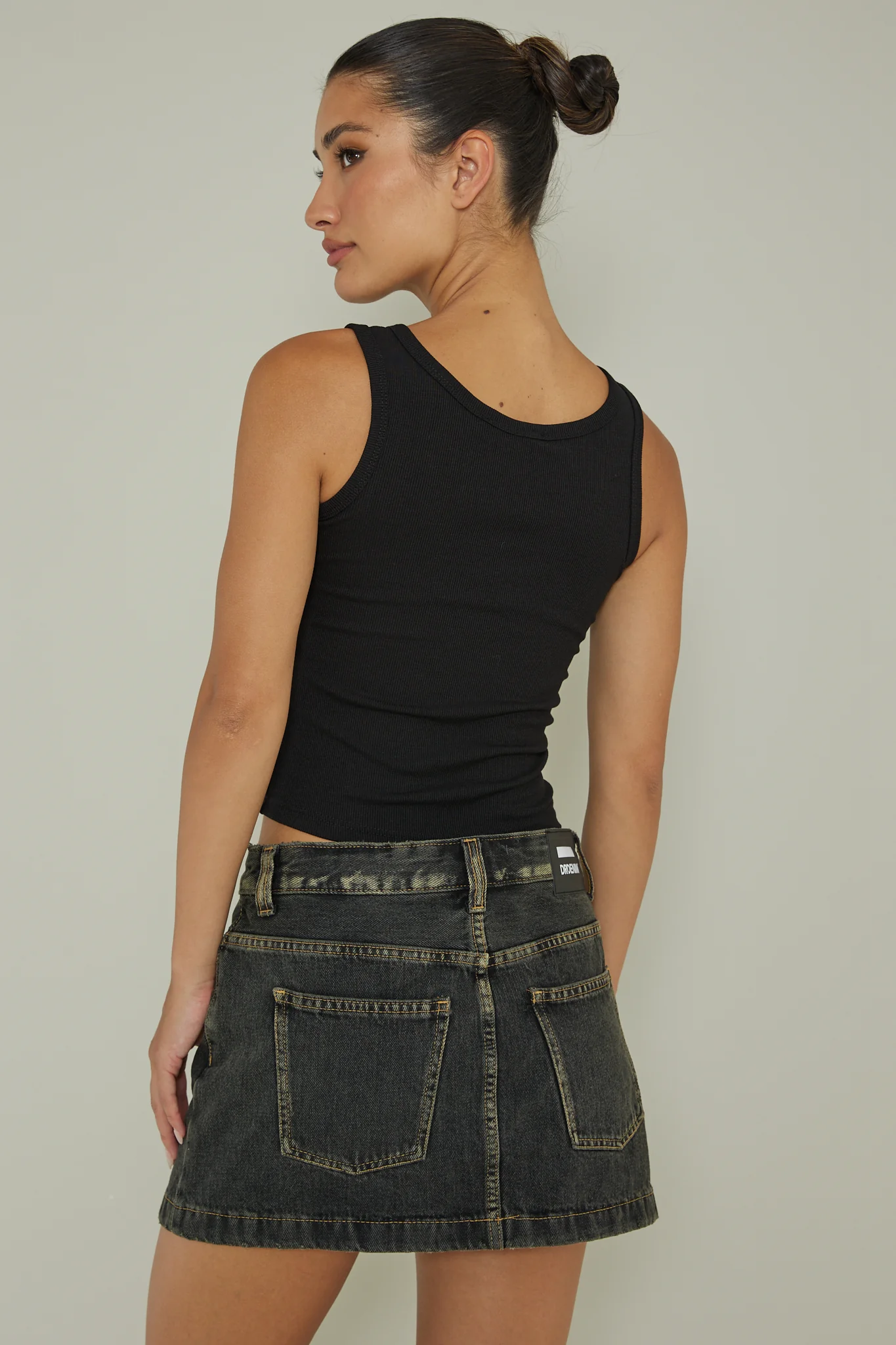 Recess Thick Strap Ribbed Top Black - Image 2