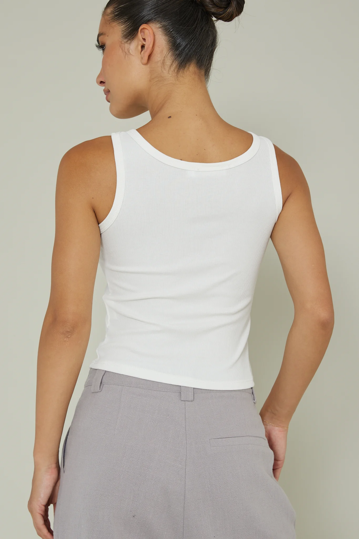 Recess Thick Strap Ribbed Top White - Image 2