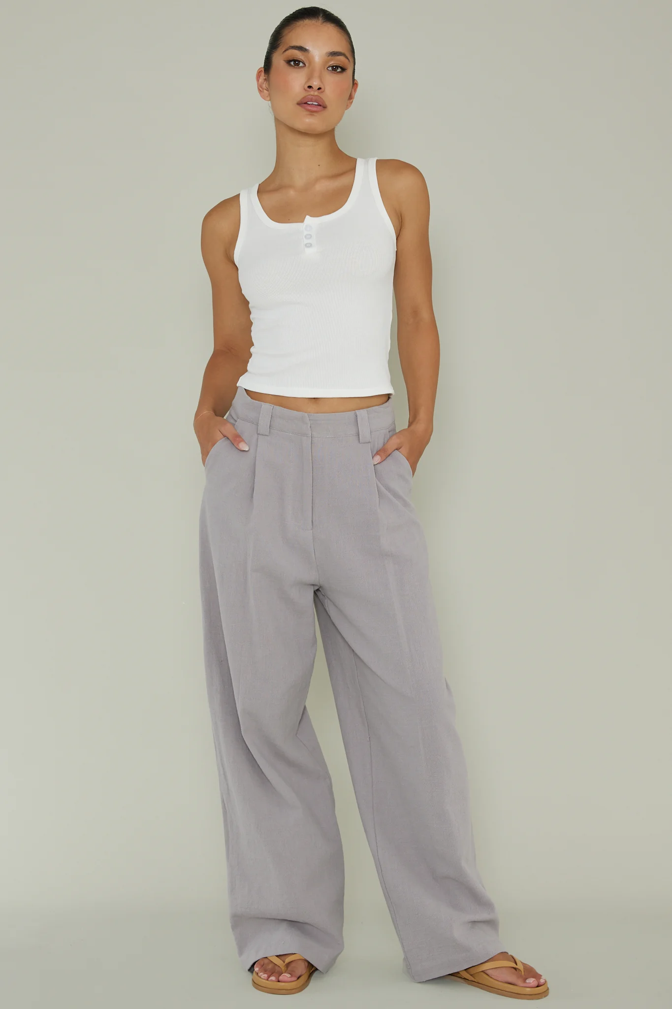 Recess Thick Strap Ribbed Top White - Image 3