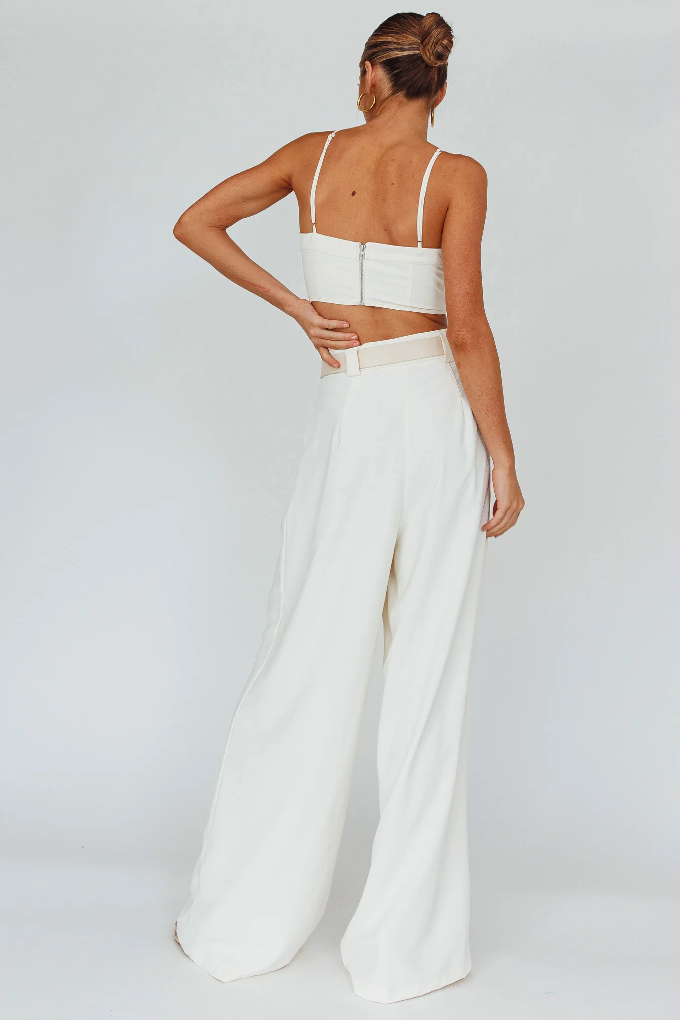 Regal Wide-Leg Mid Rise Pants Cream - Image 2