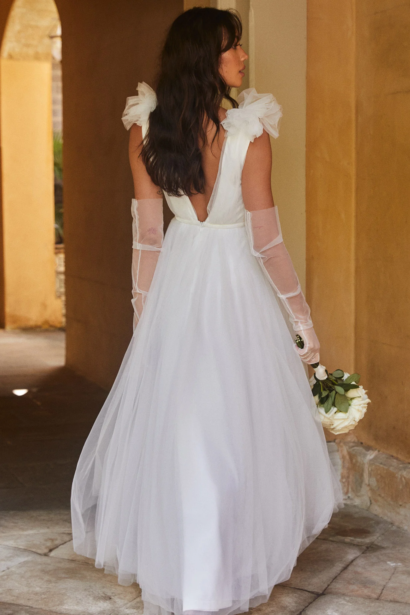 Regine Mesh Overlay Maxi Dress White - Image 3