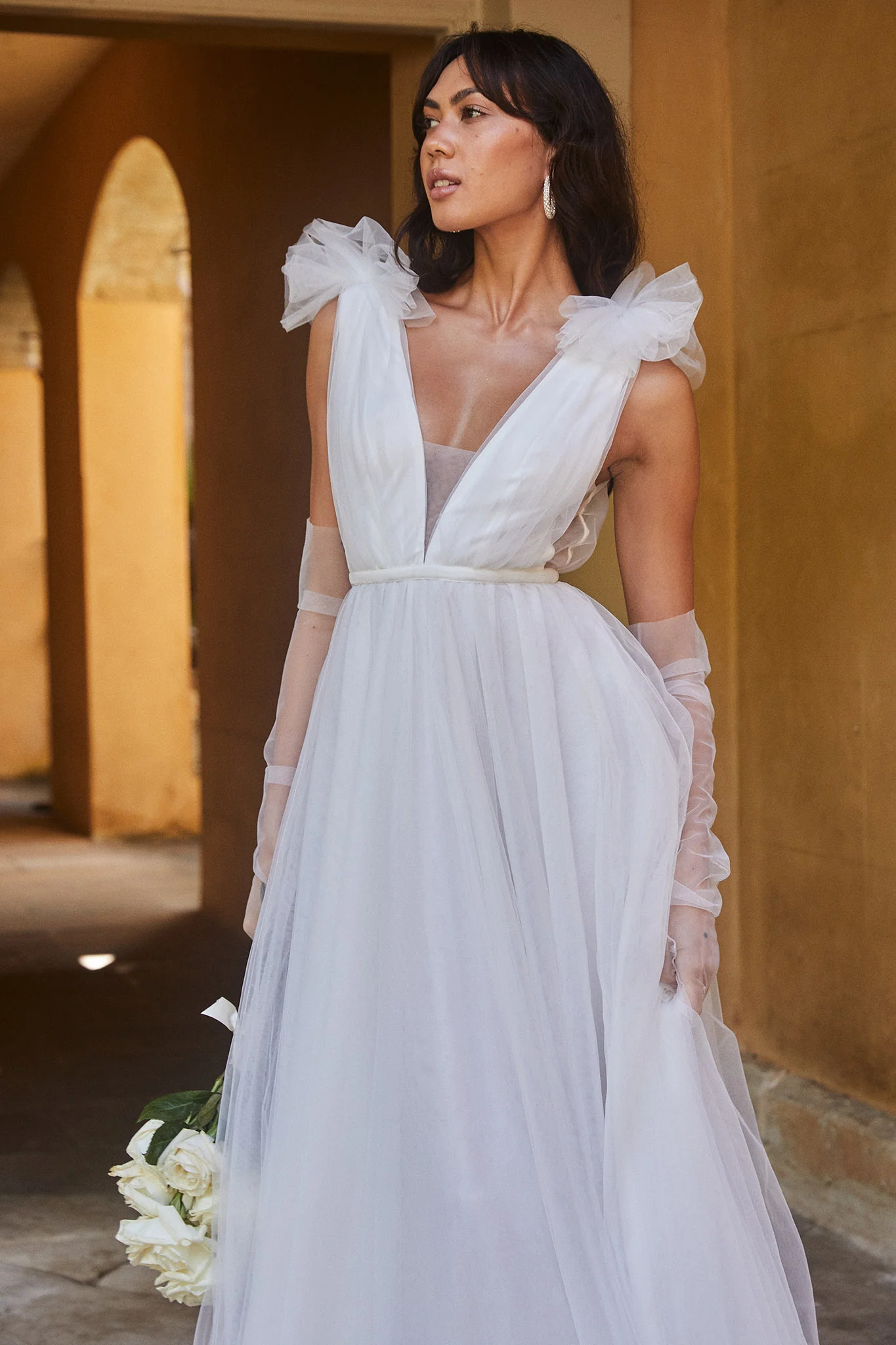 Regine Mesh Overlay Maxi Dress White - Image 5