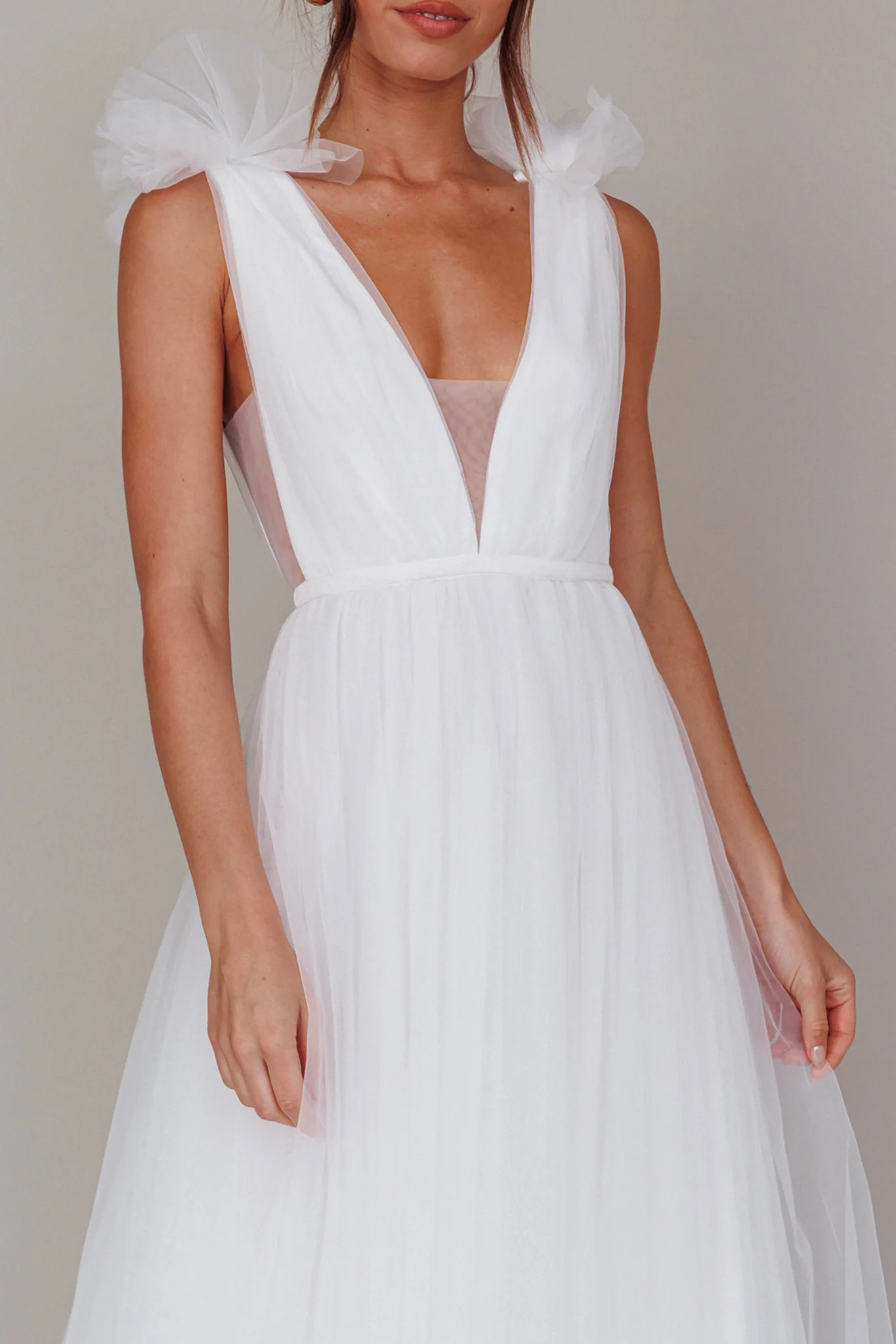 Regine Mesh Overlay Maxi Dress White - Image 7