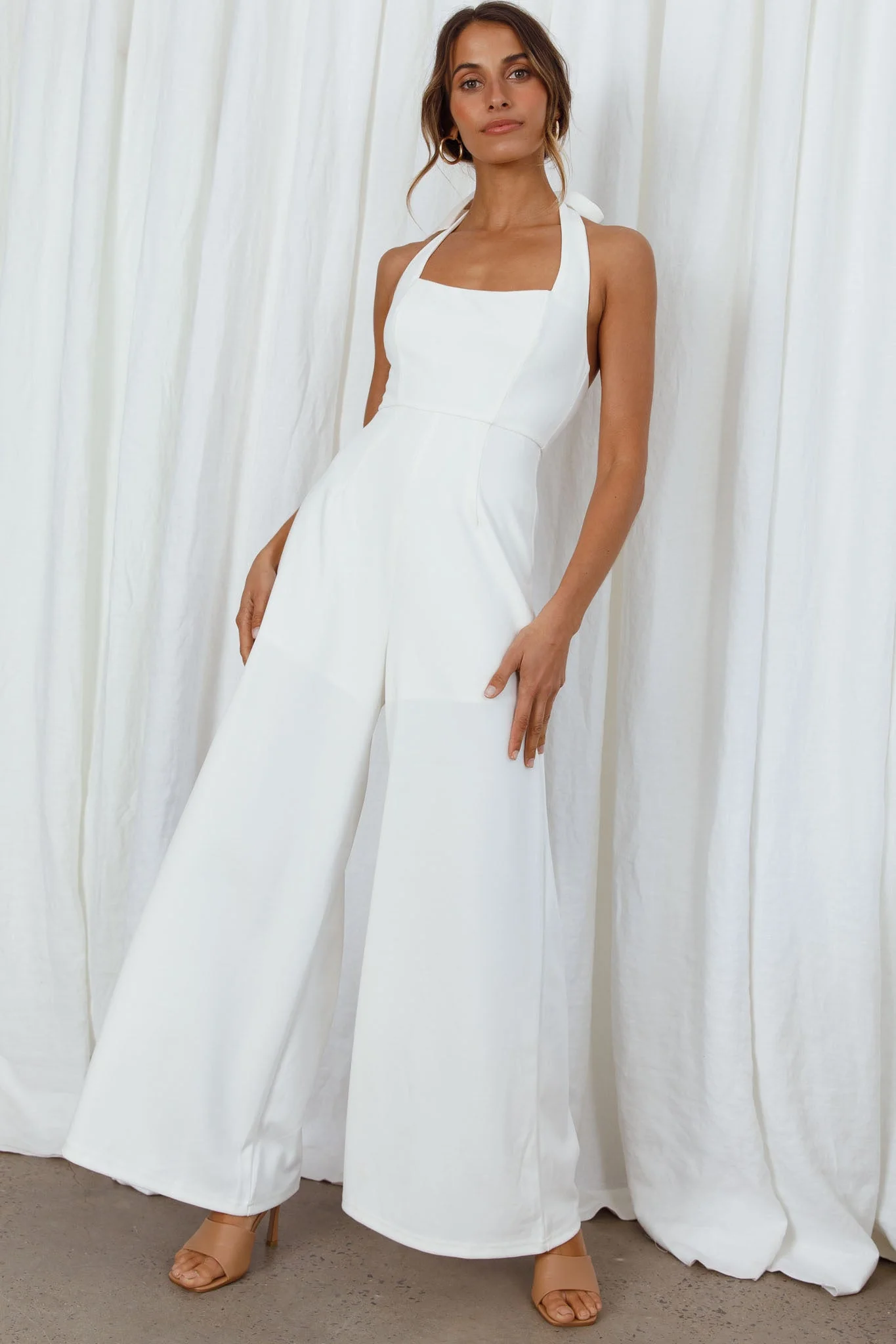 Remember This Halterneck Wide Leg Jumpsuit White - Image 7