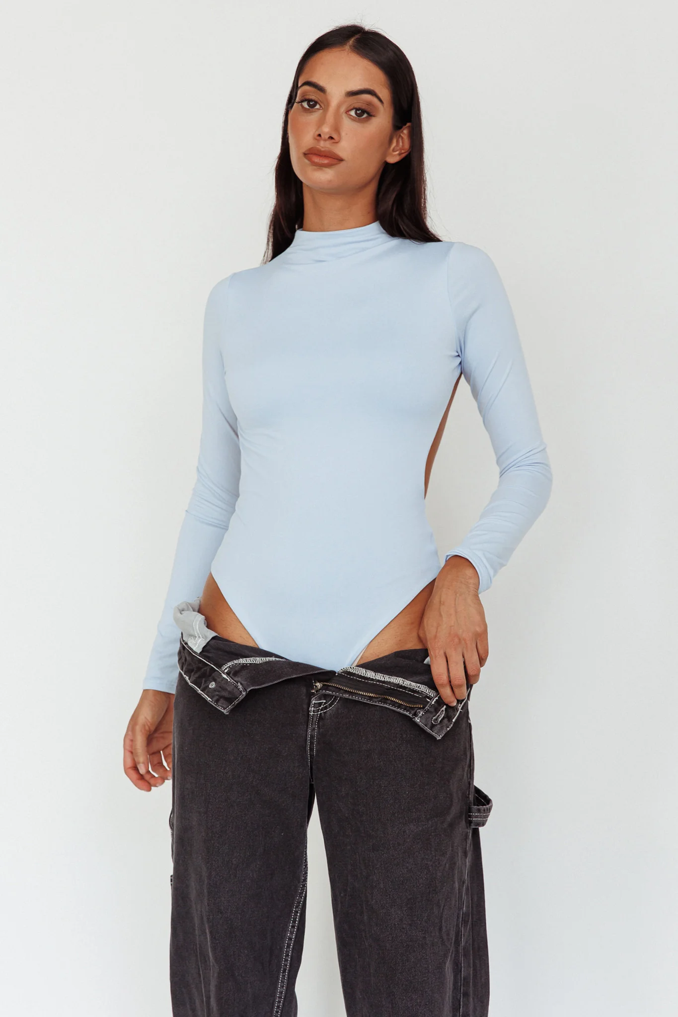 Remy Open Back Bodysuit Light Blue - Image 4