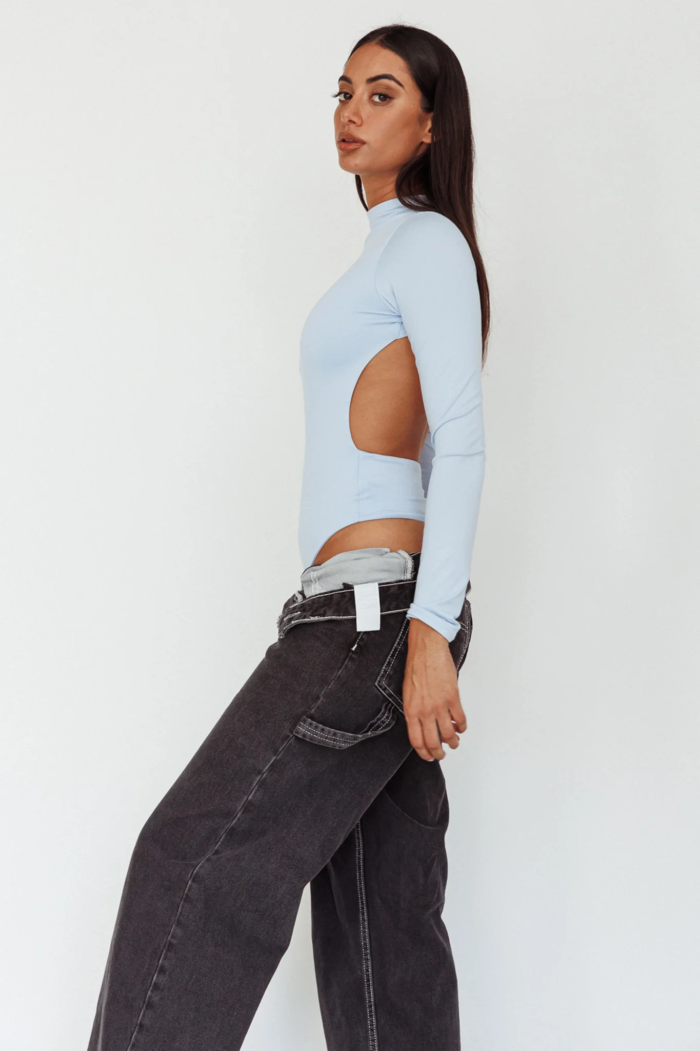 Remy Open Back Bodysuit Light Blue - Image 7