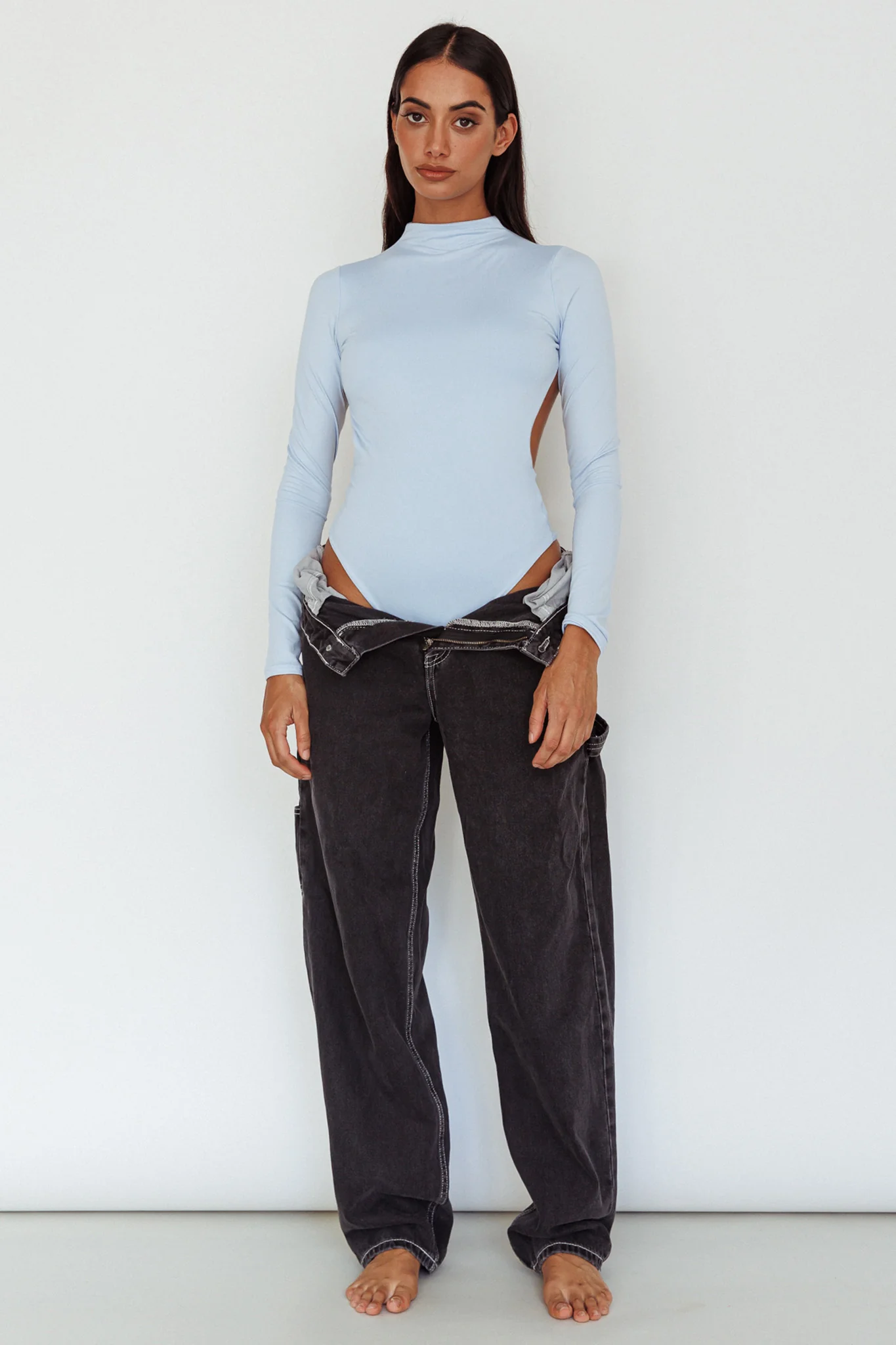 Remy Open Back Bodysuit Light Blue - Image 8