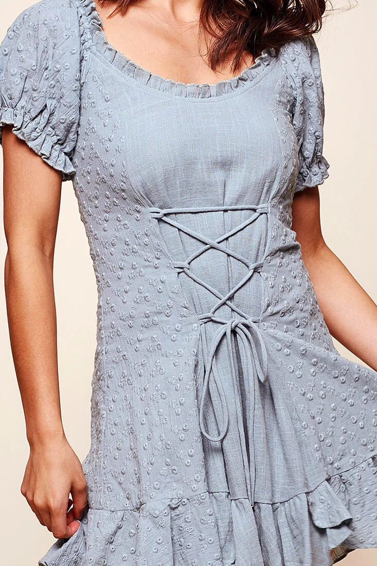 Renaissance Cross-Laced Babydoll Dress Sage - Image 6