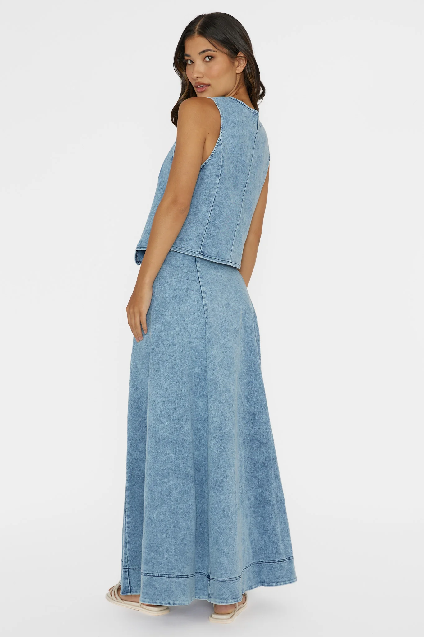 Rhythms A-Line Maxi Skirt Denim Blue - Image 3