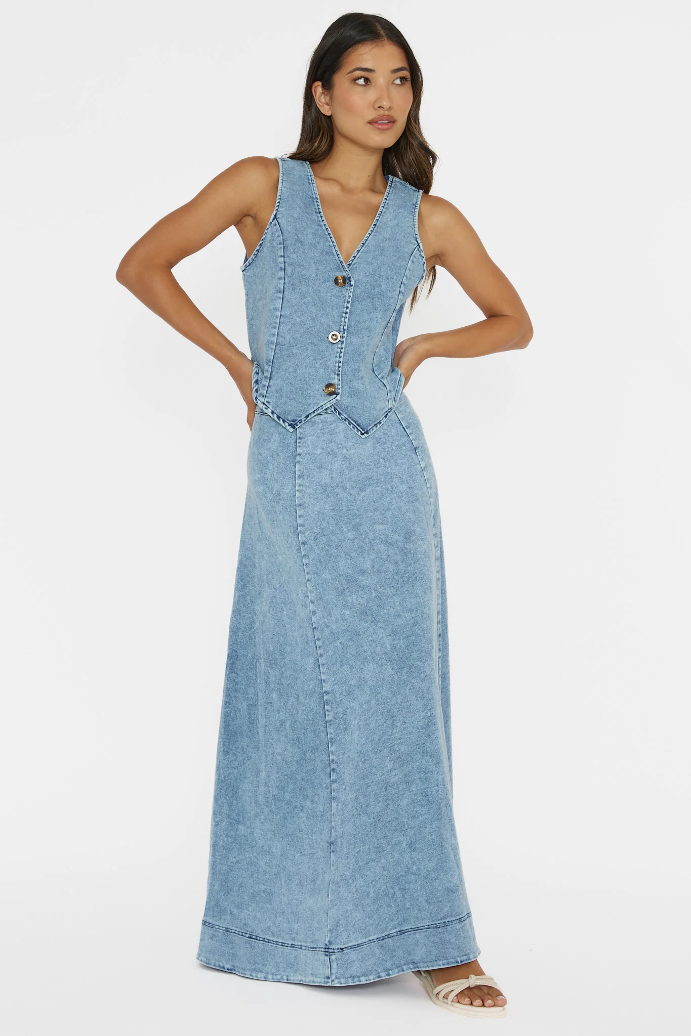 Rhythms A-Line Maxi Skirt Denim Blue - Image 4