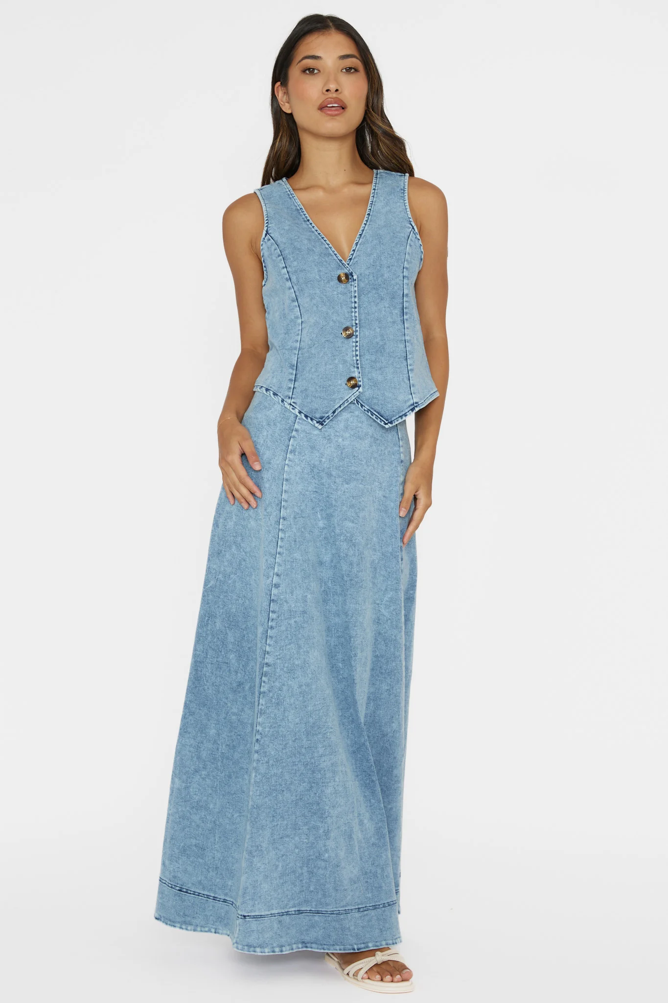 Rhythms A-Line Maxi Skirt Denim Blue - Image 5