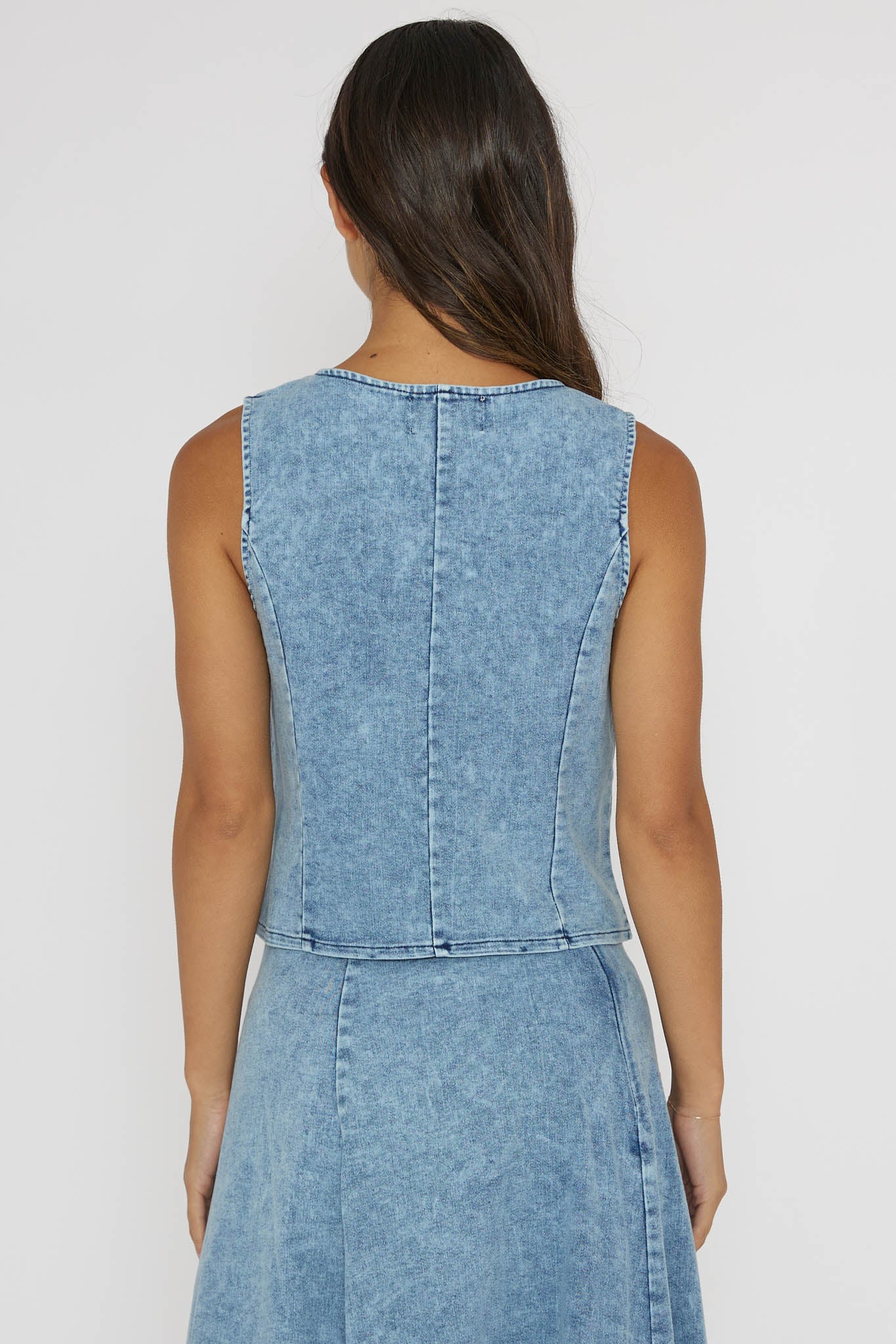 Rhythms Button Vest Denim Blue - Image 2