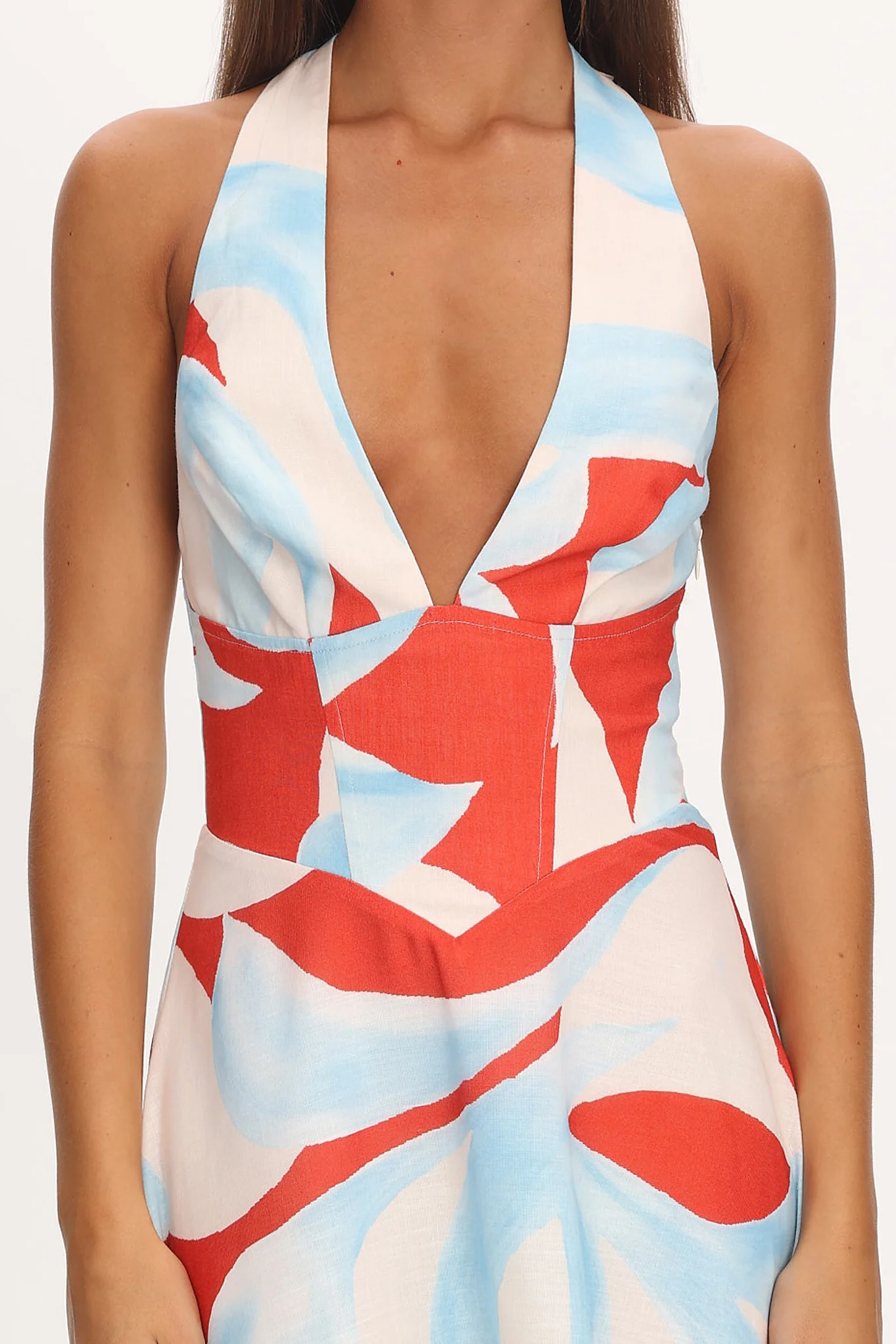 Riga Halterneck Maxi Dress Blue Multi - Image 4