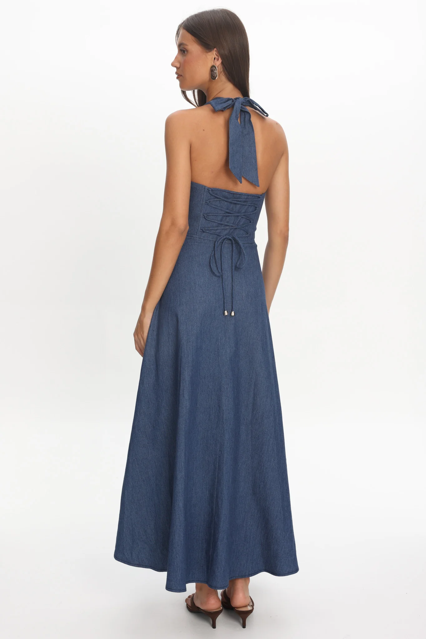 Riga Halterneck Maxi Dress Light Blue - Image 3