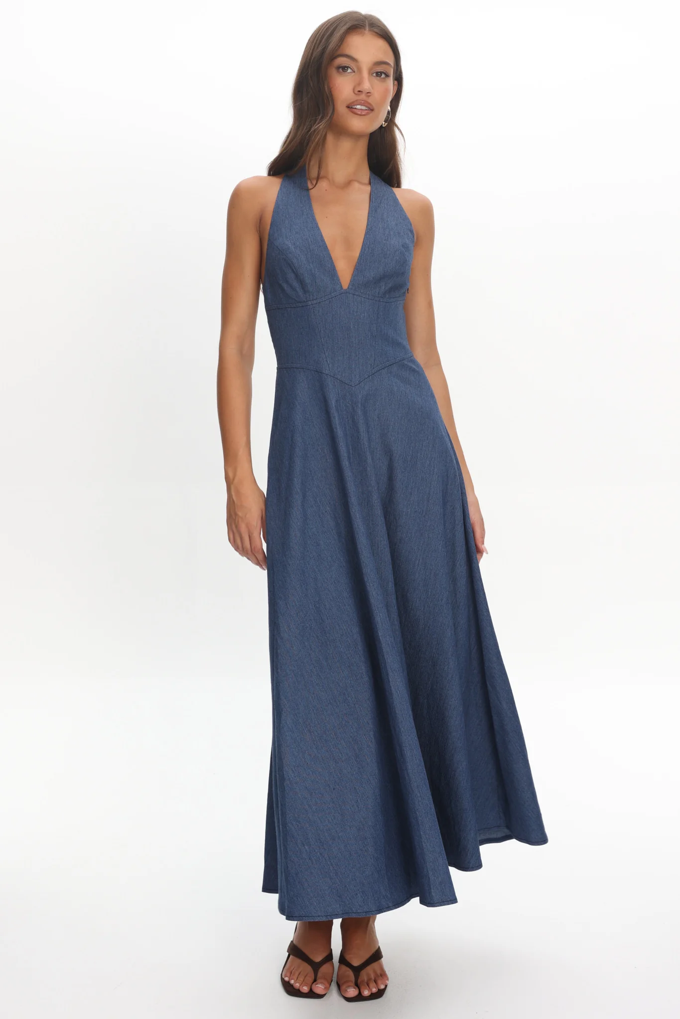 Riga Halterneck Maxi Dress Light Blue - Image 5