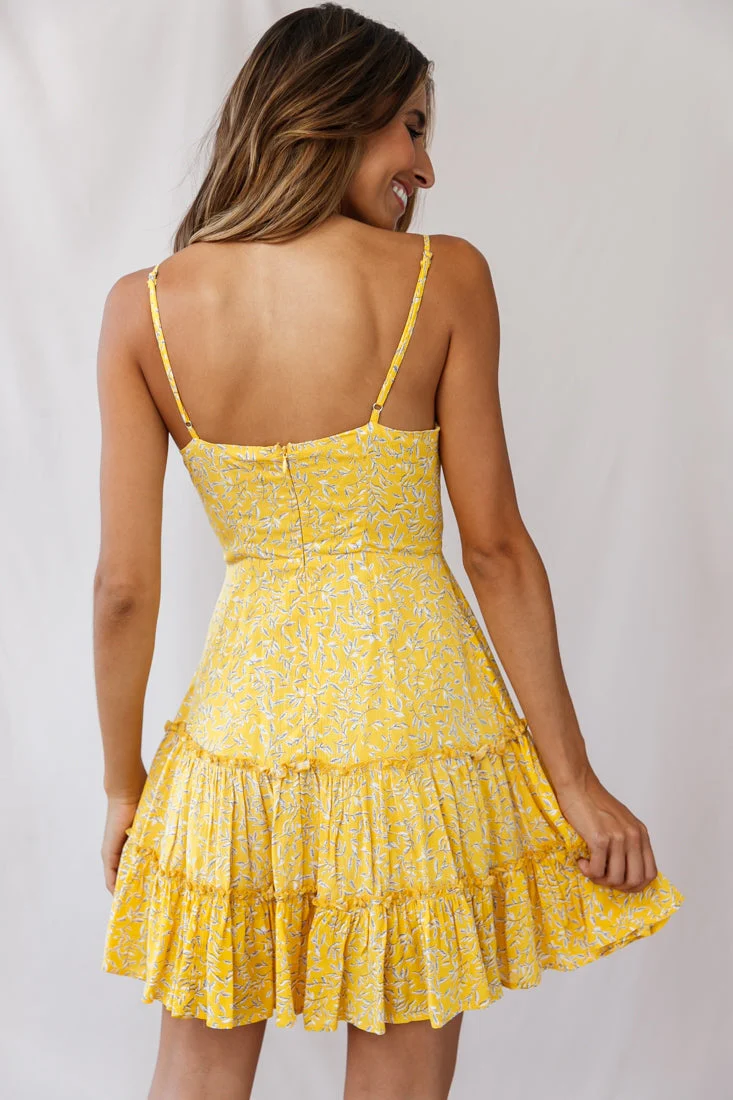 Rikki Layered Ruffle Bust-Tie Dress Mustard - Image 3
