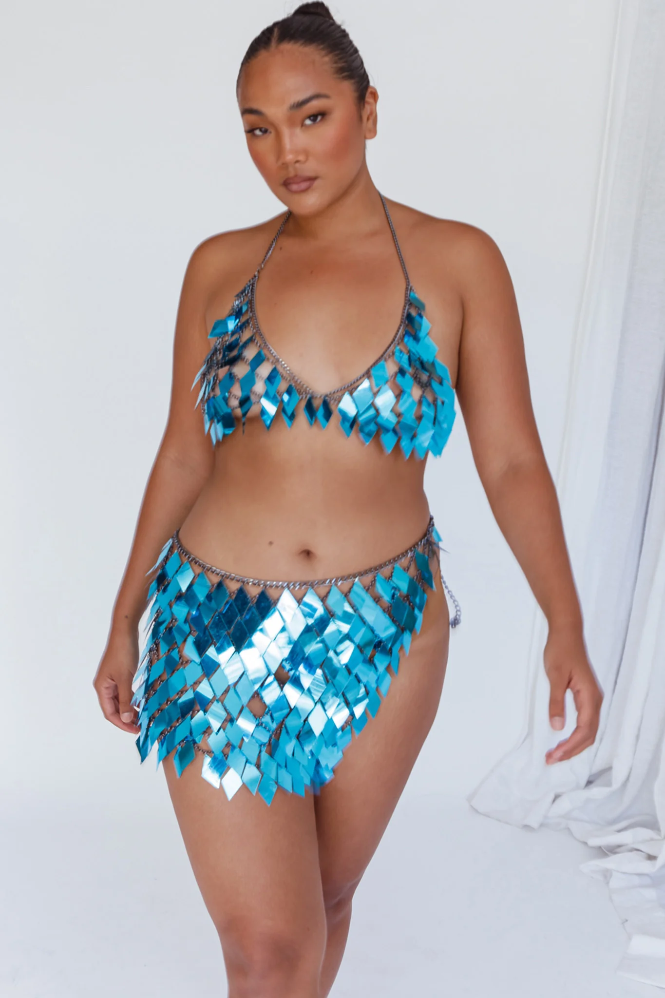 River Festival Shiny Sequins 2 Piece Set Blue - Image 4