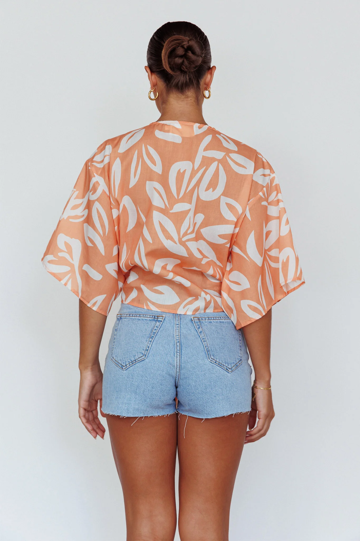 Rivera Deep-V Waist-Tie Top Leaves Mango - Image 2