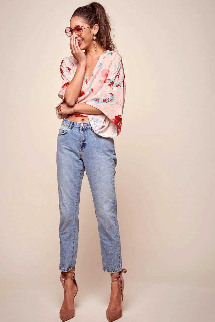Rivera Waist Tie Floral Top Pink - Image 3