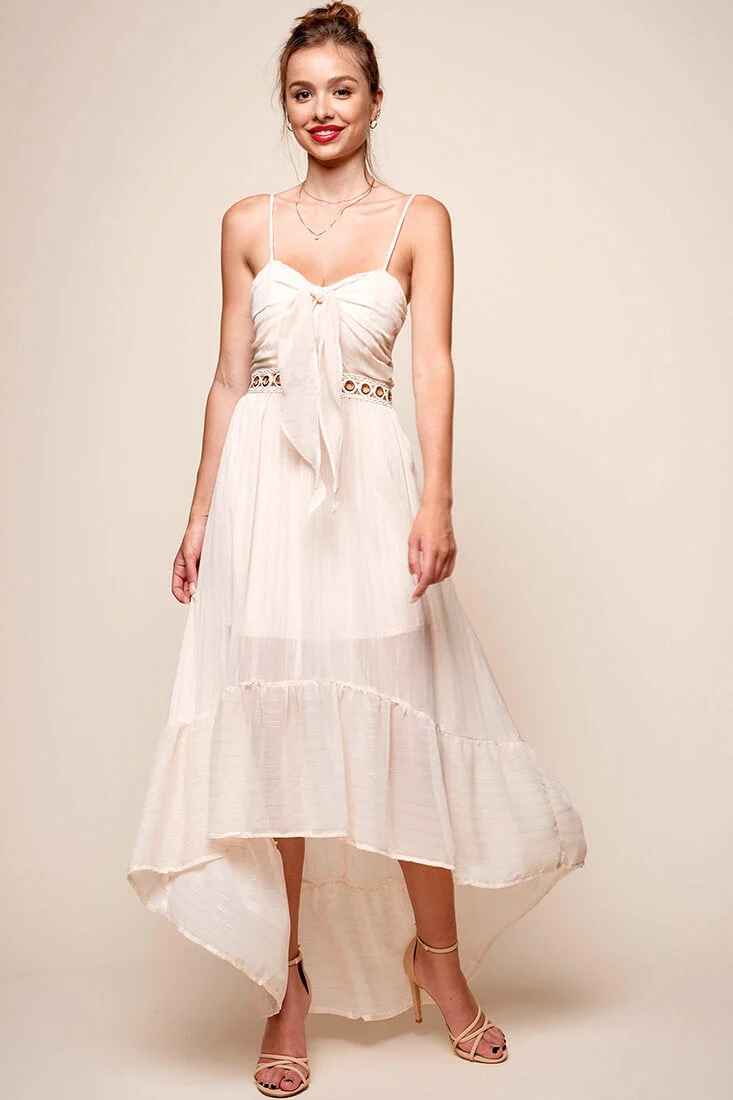 Riviera High-Low Hem Dress Beige - Image 4