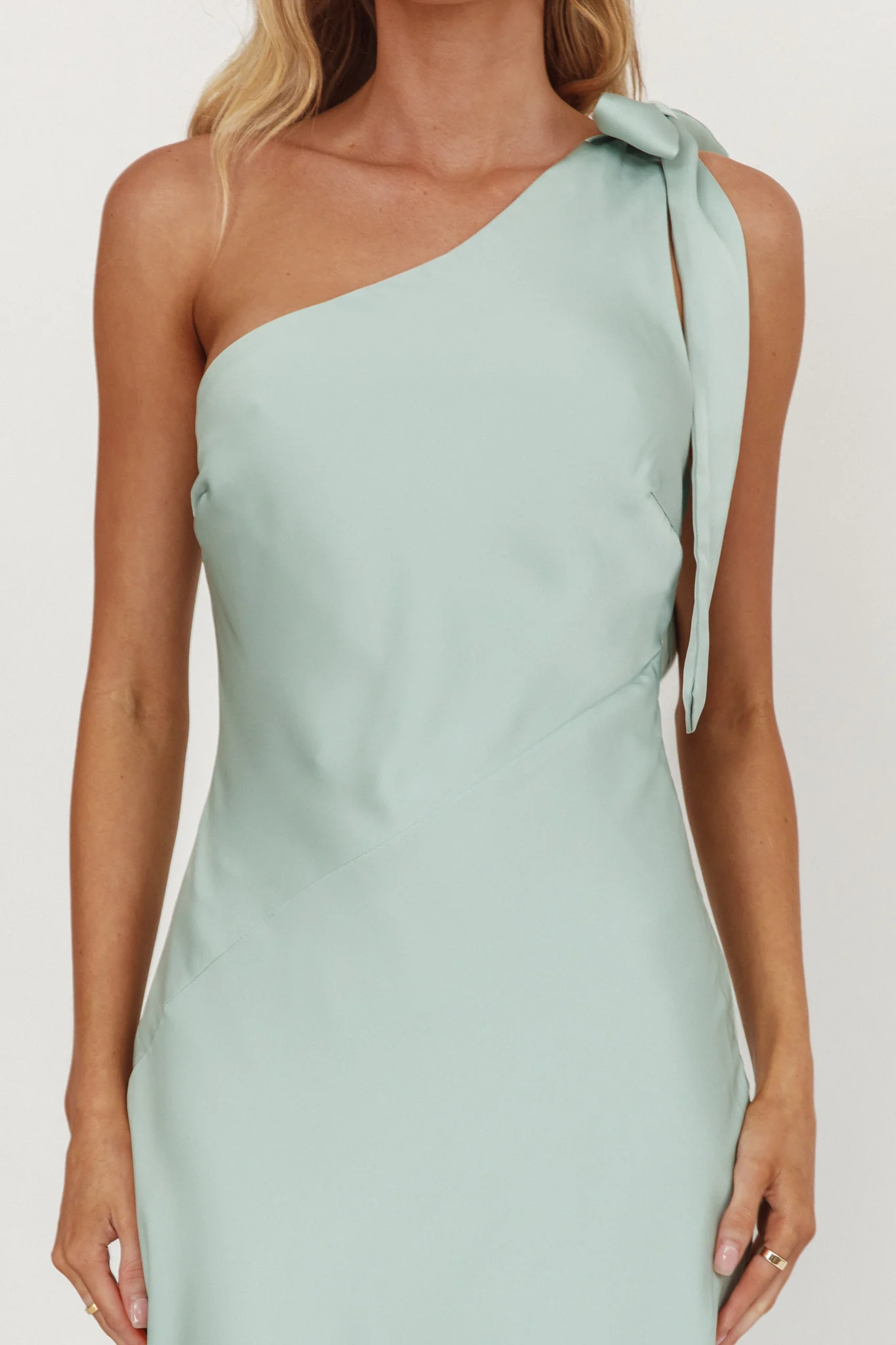 Robertah One-Shoulder Bow Maxi Dress Sage - Image 3