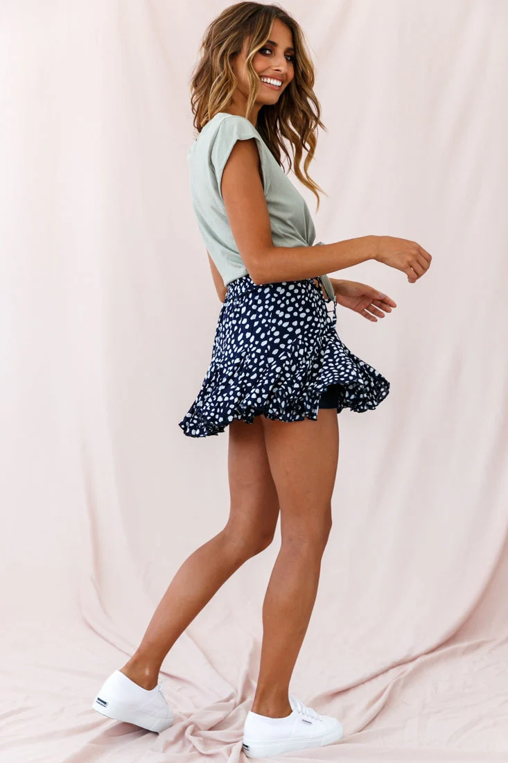 Robyn Flounce Polka Dot Mini Skirt Navy - Image 3