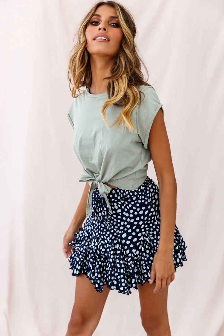 Robyn Flounce Polka Dot Mini Skirt Navy - Image 6