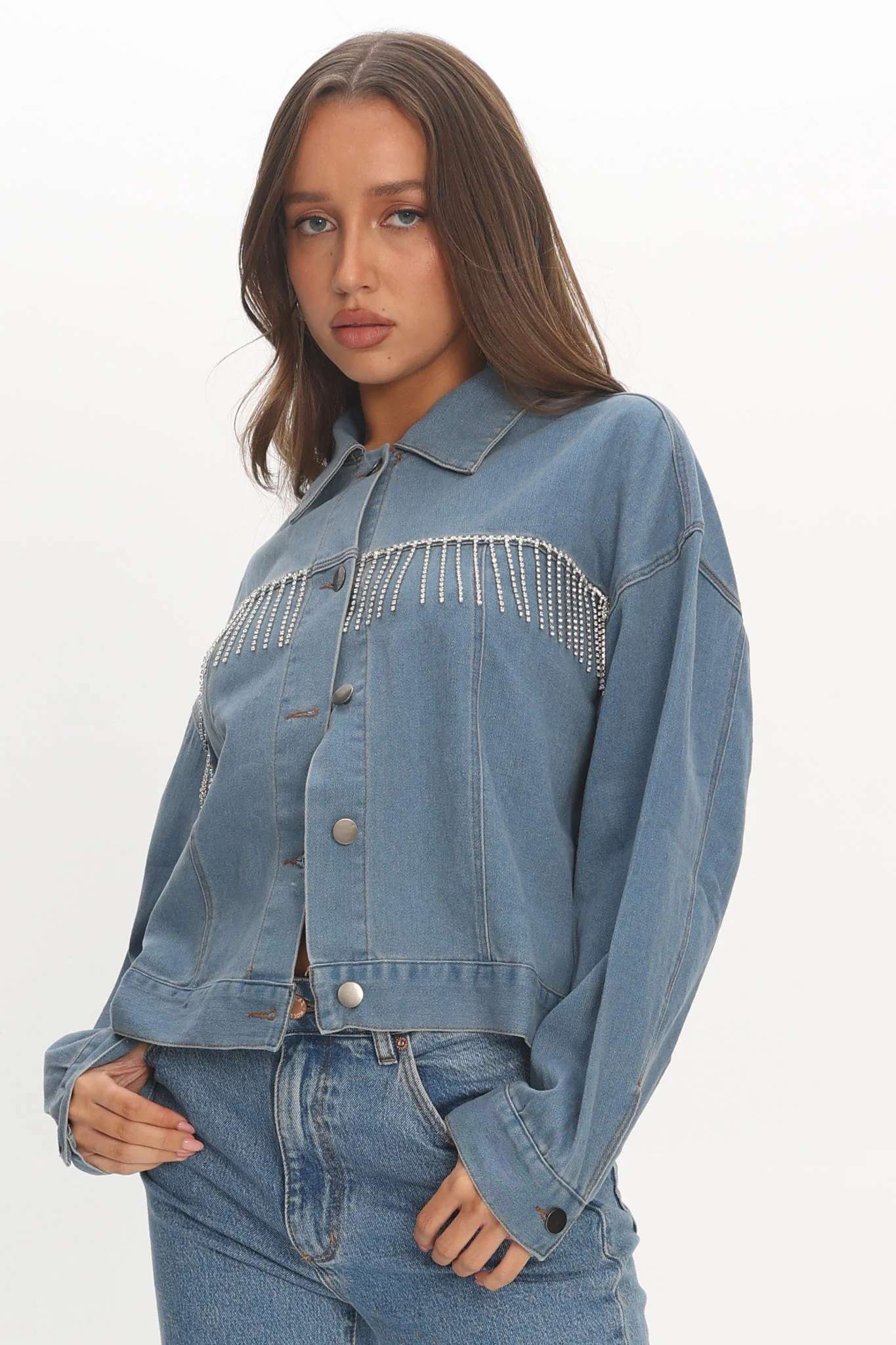 Rodeo Diamante Jacket Washed Blue - Image 5
