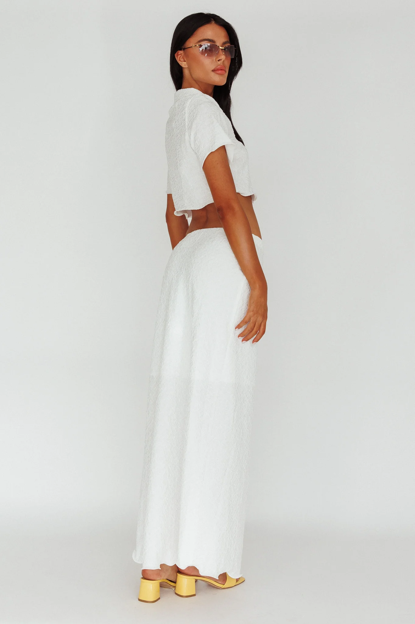 Roman Midi Skirt Textured White - Image 2