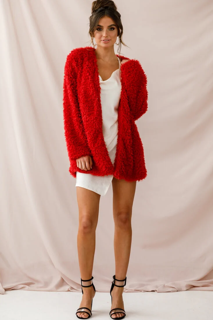 Ronan Fluffy Coat Red - Image 2