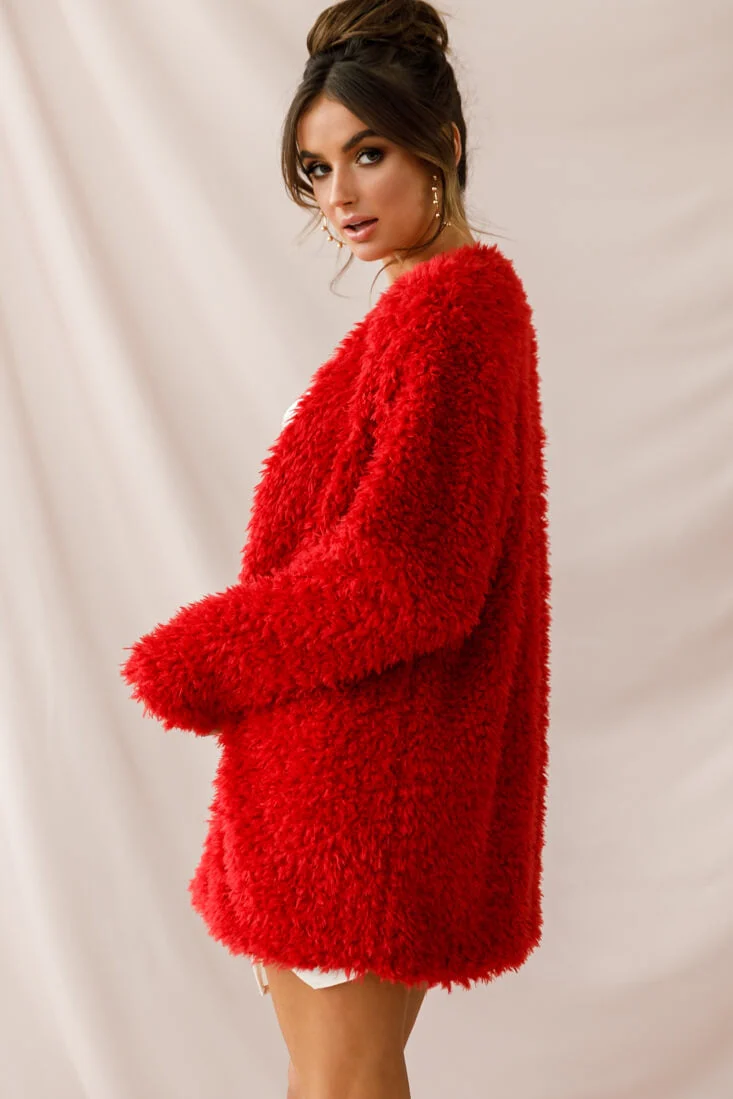 Ronan Fluffy Coat Red - Image 3