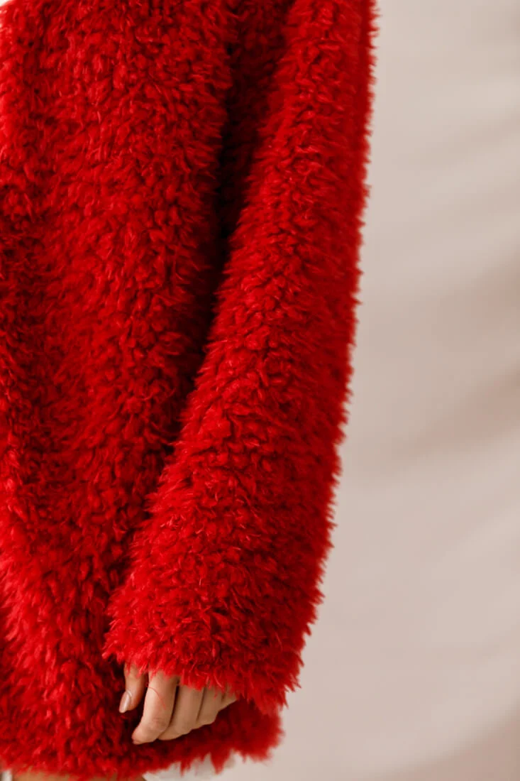Ronan Fluffy Coat Red - Image 4