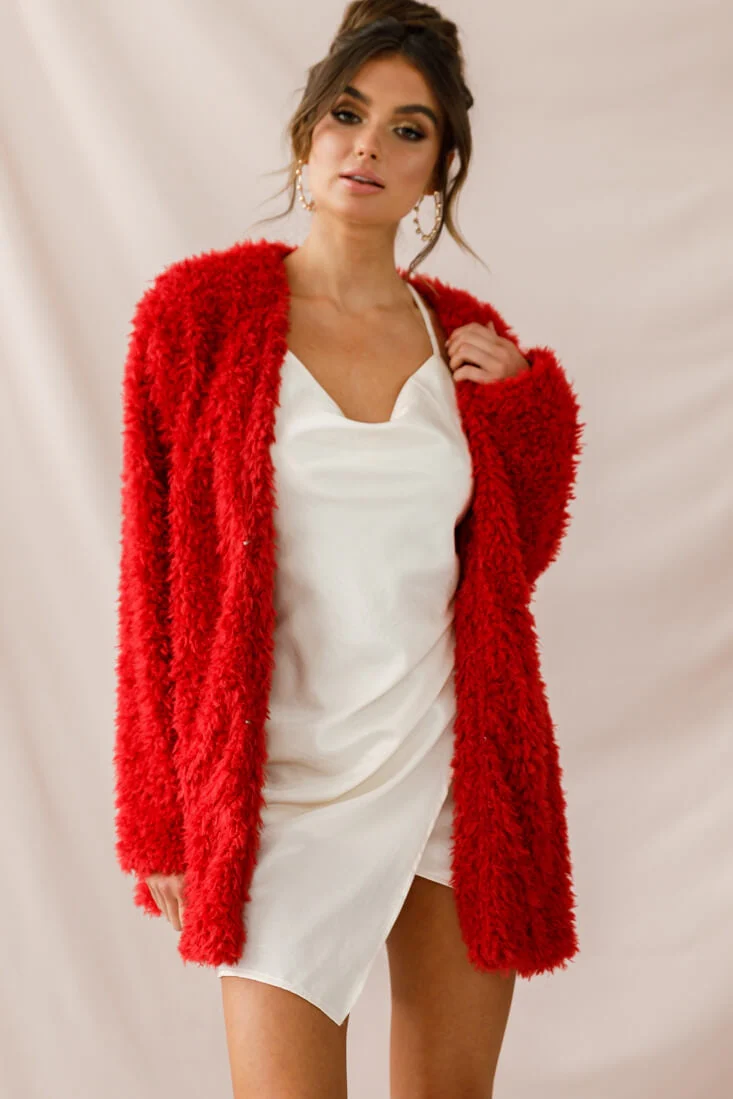 Ronan Fluffy Coat Red - Image 5