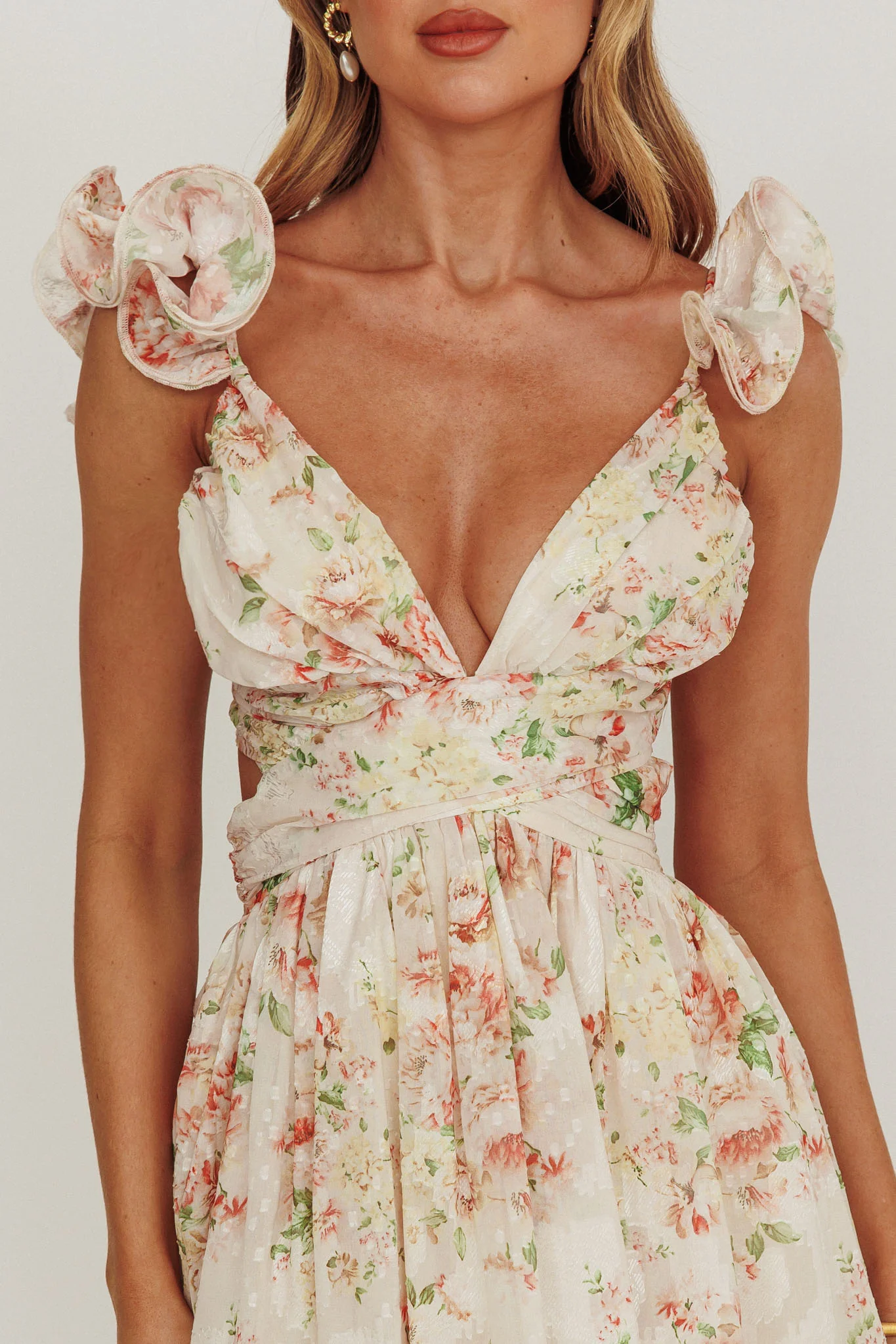 Roselle Backless Ruffle Maxi Dress Floral Multi - Image 4