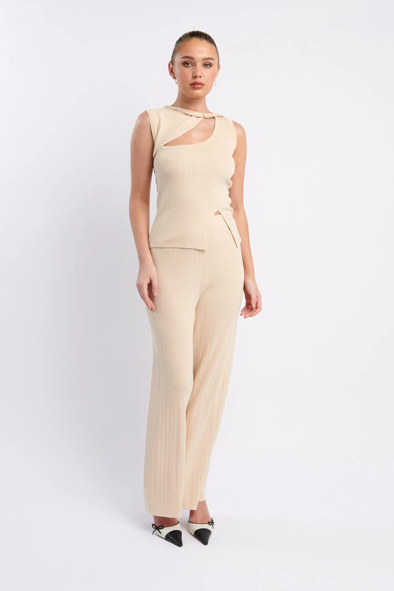 Rossana Long Knit Pants Oat - Image 4