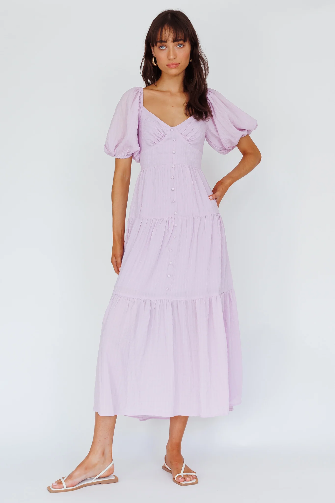 Royce Bow Back Midi Dress Lilac - Image 4