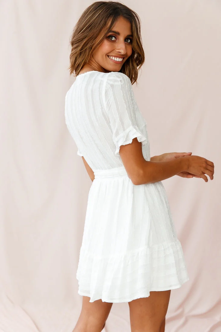 Rubi V-Neckline Wrap Dress White - Image 3