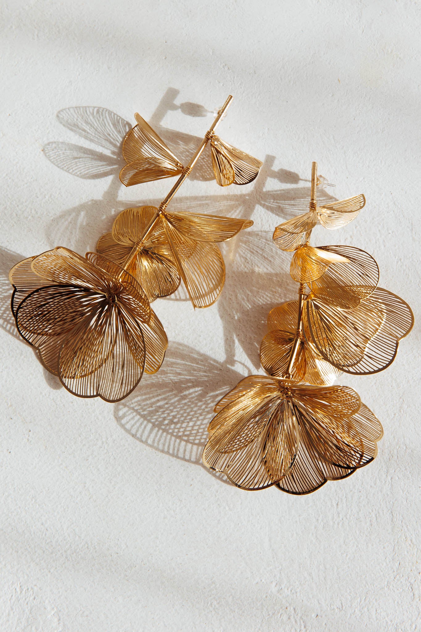 Ruminate Drop Floral Earrings Gold - Image 3