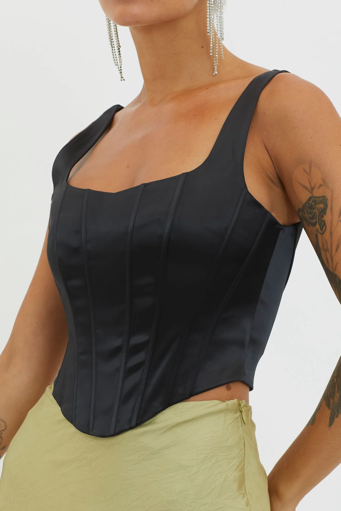 Ruthie Satin Corset Top Black - Image 3