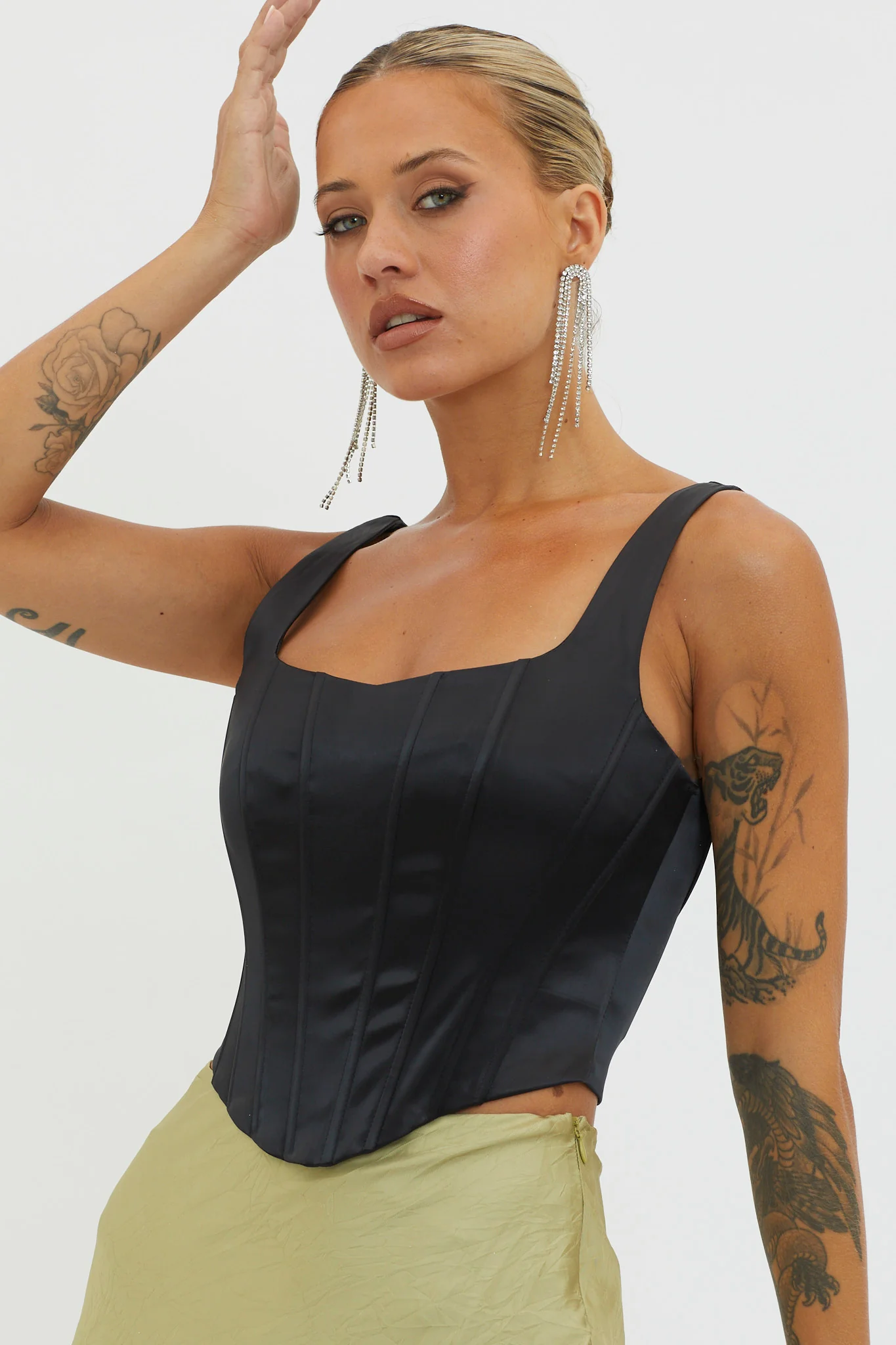 Ruthie Satin Corset Top Black - Image 5