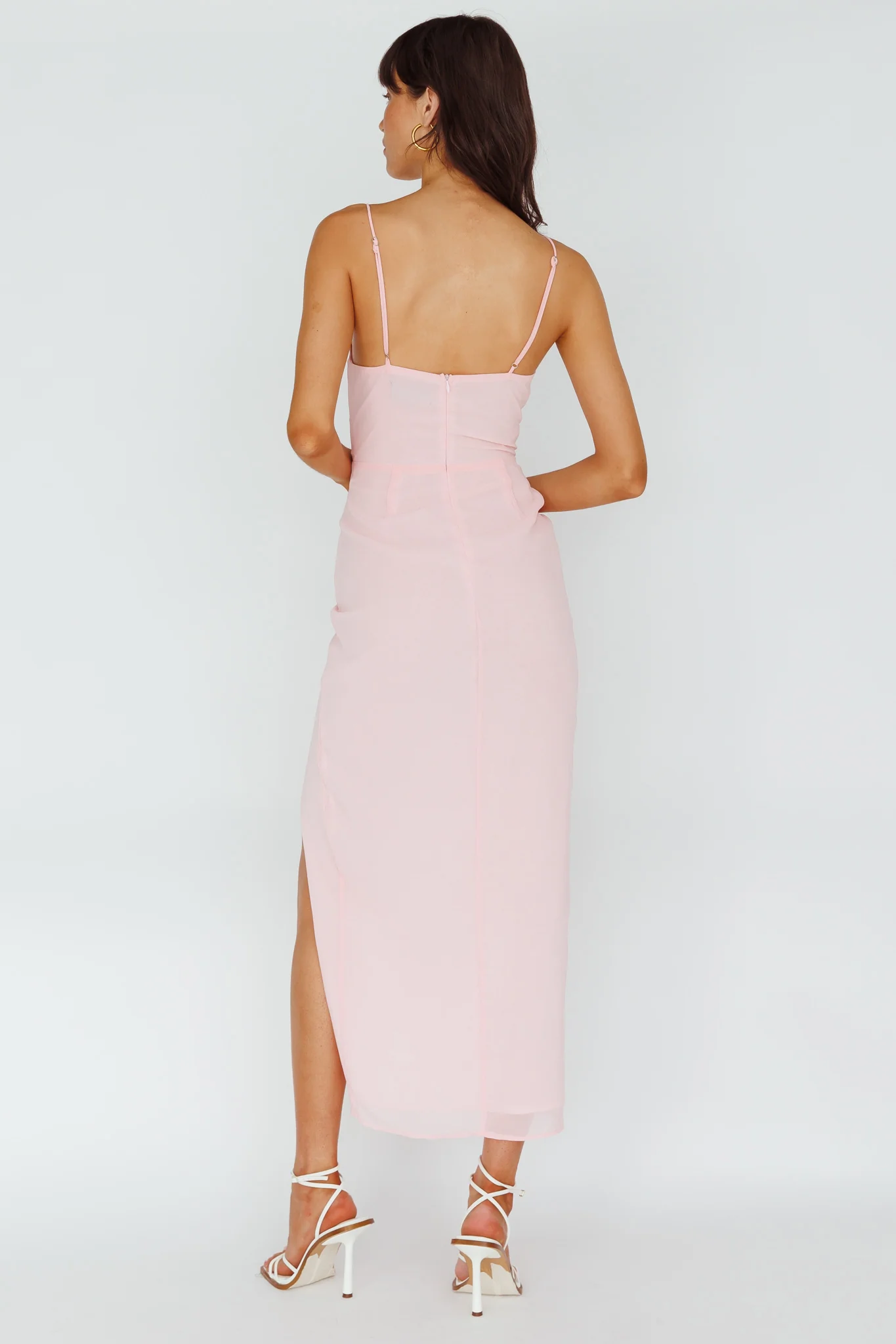 Ryanna Laced Bodice Split Midi Dress Pink - Image 2