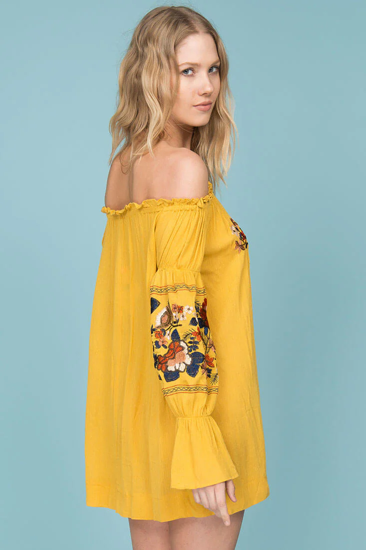 Saige Floral Day Dress Yellow Mustard - Image 5