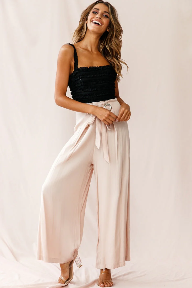 Saigon Wide Leg Eyelet Pants Mocha - Image 5