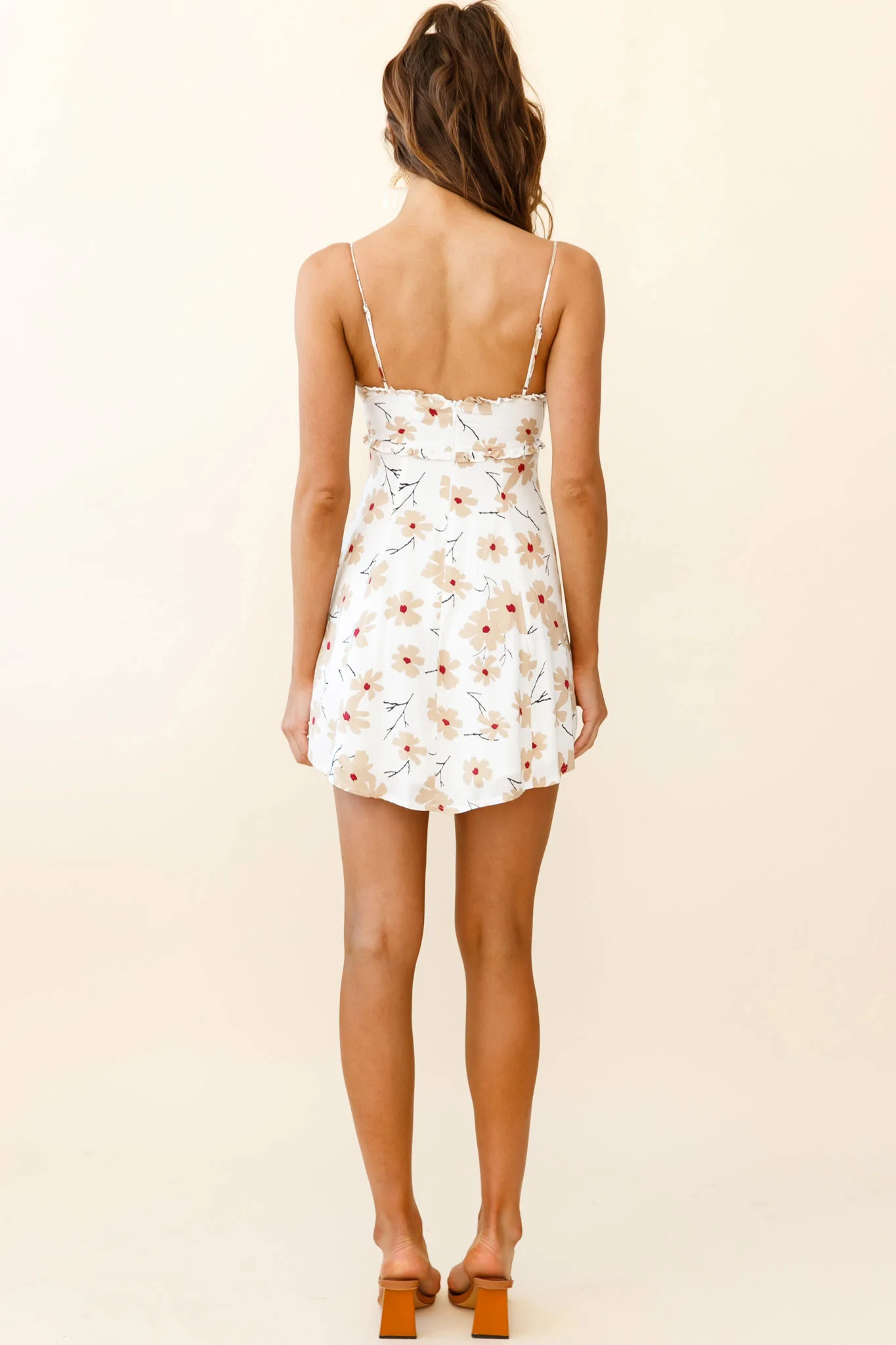 Sail Away Gathered Bust Frill Trim Summer Dress Floral Print White - Image 2