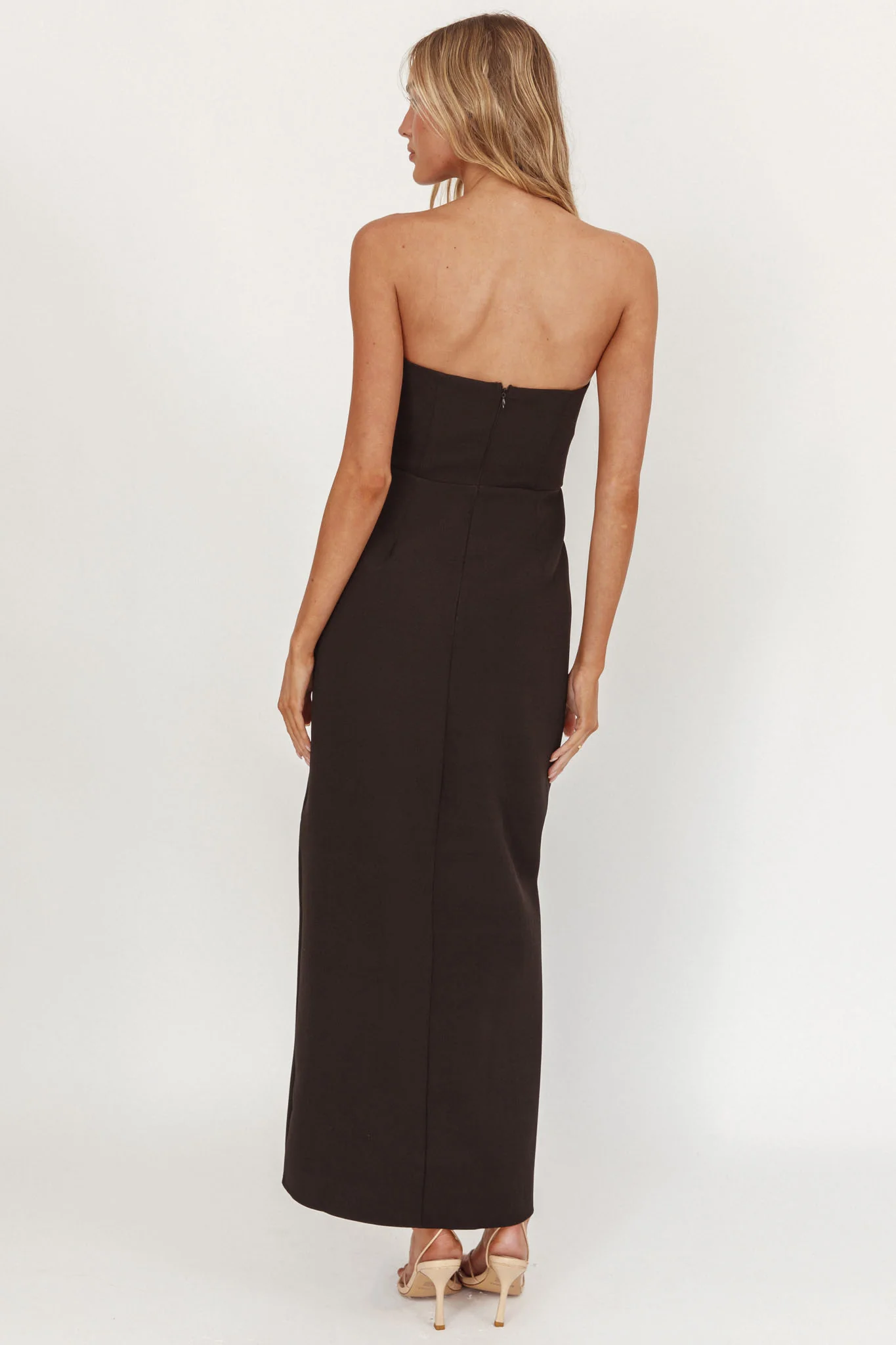 Samanntha Strapless Bow Detail Midi Dress Black - Image 2