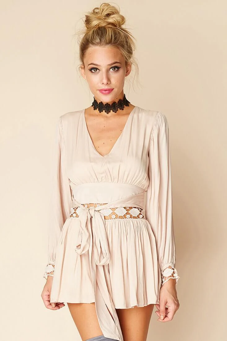 Samantha Boho Romper Beige