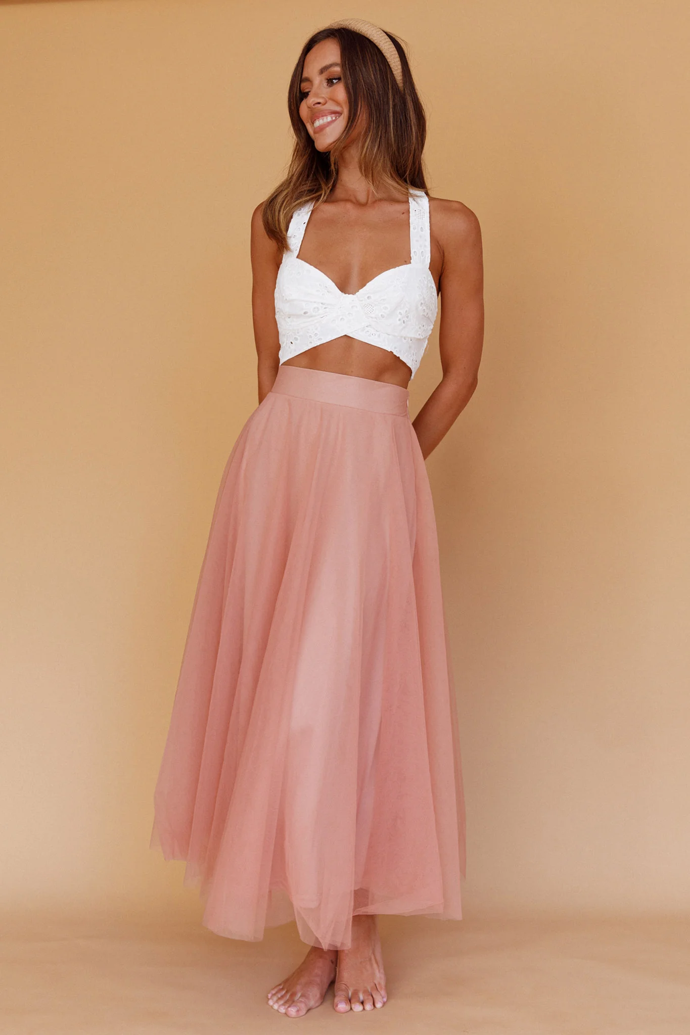 Samba Tied Back Eyelet Top White - Image 6
